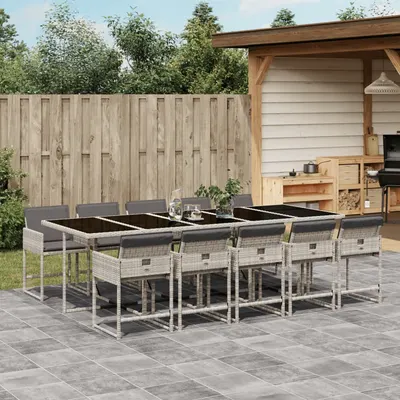 Gossi set mobilier de gradina cu perne 11 piese gri deschis poliratan