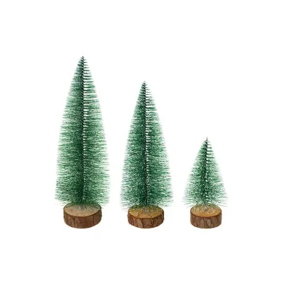 Decoratiune Craciun, set 3 braduleti, baza lemn, 11.5 cm, 21.5 cm si 28 cm