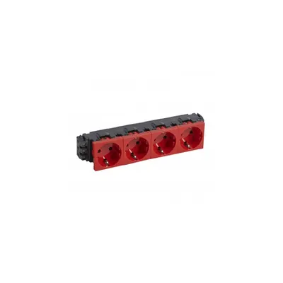 4x2P+E Priza Mosaic pentru DLP trunking - screw terminals - German standard - rosu