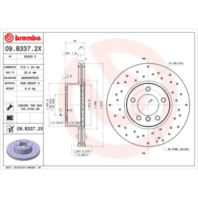 Disc frana BREMBO 09.B337.2X