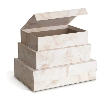 Cutii de depozitare bej 3 buc. din carton cu capac 42,5x29,5x13 cm Kian Paper Laminate – Bigso