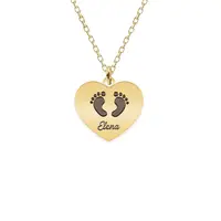 Zonia - Colier personalizat inimioara si talpite din argint 925 placat cu aur galben 24K