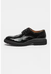 Pantofi din piele lacuita cu model brogue Mayor - Negru