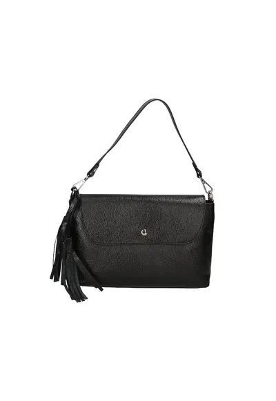 Geanta plic de piele cu canaf - Negru