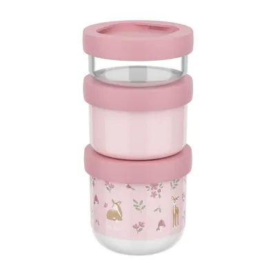 Cutii de gustări pentru copii roz-deschis 3 buc. din plastic Fairy Garden by Little Dutch – Mepal
