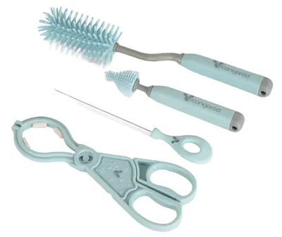 Set de perii si cleme pentru biberoaneCangaroo - albastru