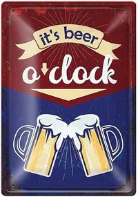 Placă metalică Simetro - It's Beer O'Clock, 2025
