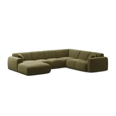 Colțar verde deschis cu tapițerie din catifea (în formă de "U") Molino – Micadoni