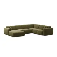 Colțar verde deschis cu tapițerie din catifea (în formă de "U") Molino – Micadoni