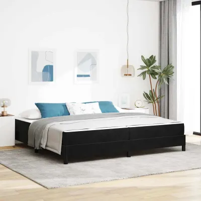 vidaXL Pat cu arcuri cu saltea Negru 200 x 220 cm țesătură