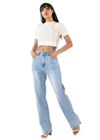 Blugi dama drepti Nina Carter albastru deschis T002-4 M7