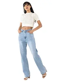 Blugi dama drepti Nina Carter albastru deschis T002-4 M7