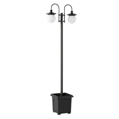 Outsunny Felinar Solar Exterior pentru Grădină cu Ghiveci 2 Capete Impermeabil IP44 Pornire/Oprire Automată Înălțime Reglabilă | Aosom Romania