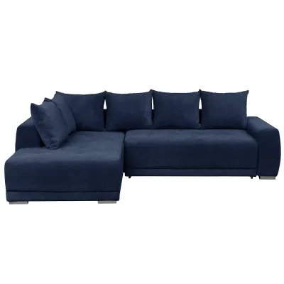 Coltar extensibil MARIBO LC, cu arcuri si lada depozitare, colt stanga, albastru, 282x205x92 cm