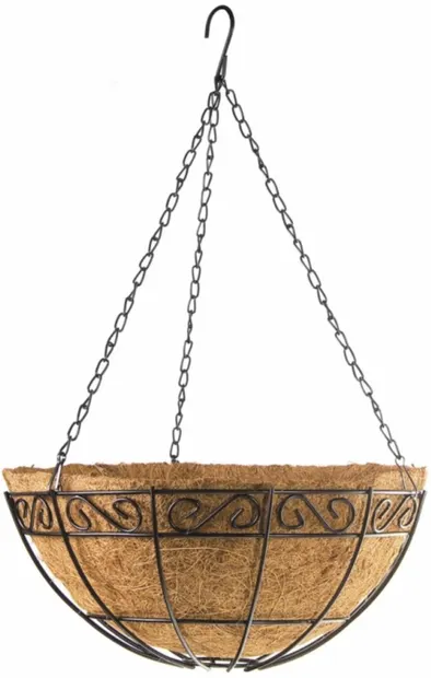 Ghiveci suspendat cu ornamente Palisad - 690048, 30 cm, cu coș de cocos
