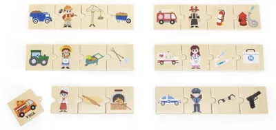 Puzzle educațional Viga Toys - Profesii, Montessori, 24 piese