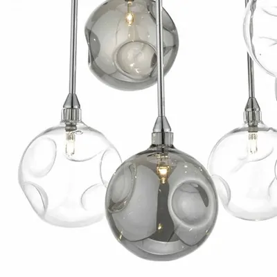 Plafoniera Quinn 6lt Semi Flush Polished Chrome With Smoked & Clear Glass