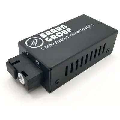 Mini Media Convertor Gigabit Braun Group MGTR-20A, port optic SM BiDi A(Tx1310/Rx1550nm), conector SC, distanta 20km