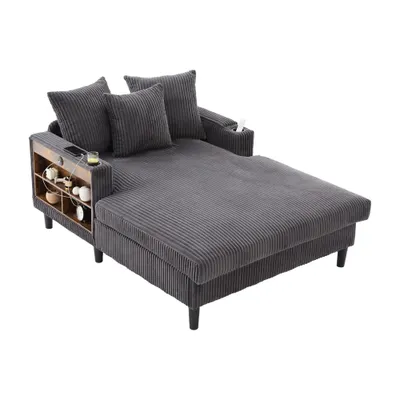 Chaise-longue multifuncțională din cord, Gri închis | Aosom Romania