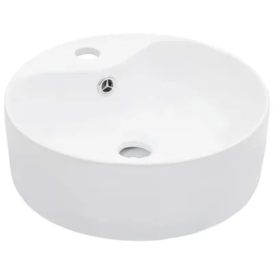 vidaXL Chiuvetă cu preaplin, alb, 36x13 cm, ceramică