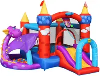 Trambulina gonflabilă cu tobogan și pompă Happy Hop - Castel, 350 x 350 x 245 cm