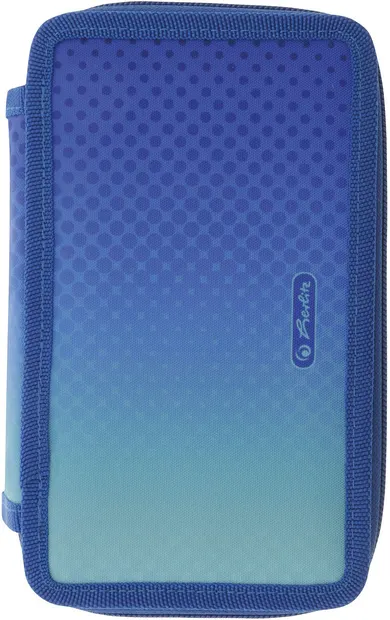 Penar cu rechizite Herlitz - Blue/Turquoise, 3 fermoare