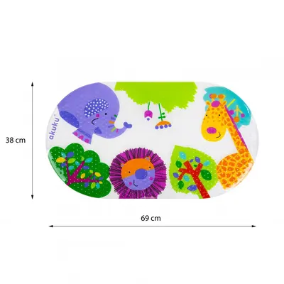 Covoras antiderapant pentru cadita Akuku Safari 69x39 cm,fixare cu ventuze,material PVC,fara BPA