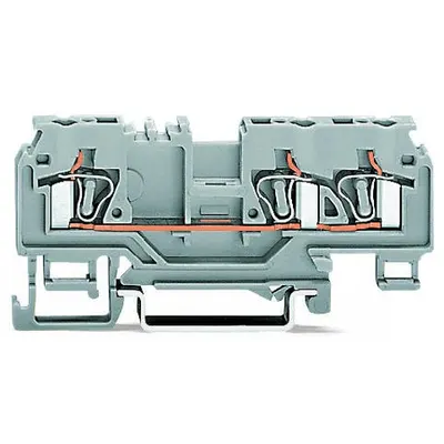 3-conductor through terminal block; 4 mm²; with test port; without shield contact; center marking; for DIN-rail 35 x 15 and 35 x 7.5; CAGE CLAMP®; 4,00 mm²; orange
