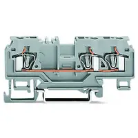 3-conductor through terminal block; 4 mm²; with test port; without shield contact; center marking; for DIN-rail 35 x 15 and 35 x 7.5; CAGE CLAMP®; 4,00 mm²; orange