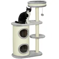 PawHut Copac de Zgariat pentru Pisici, Stalpi din Sfoara de Sisal, Plus Moale, Design Multifunctional, Jucarie cu Minge, Gri, 59x35x100 cm | Aosom Romania