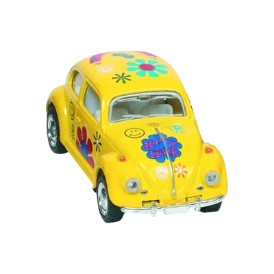Masinuta Die Cast VW Beetle Classic, scara 1:64, lungime 6,5cm, cu print floral