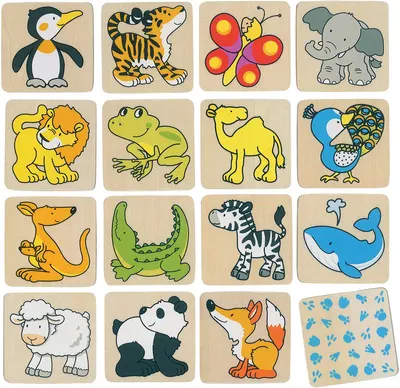 Joc de memorie din lemn Goki - Animale, 32 piese