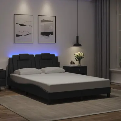 vidaXL Cadru de pat, Viana, cu LED fără saltea, gri, 120x200 cm