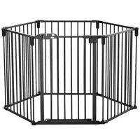 PawHut Poartă de Siguranță Pliabilă cu 6 Secțiuni pentru Câini cu Sistem Automat de Blocare și Închidere, 362,5x2x76 cm, Negru | Aosom Romania