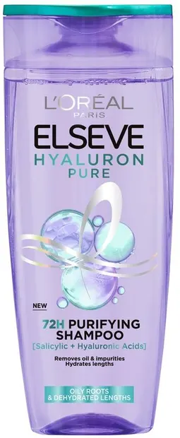 L'Oreal Elseve Șampon pentru rădăcini grase și vârfuri uscate Hyaluron Pure, 400 ml