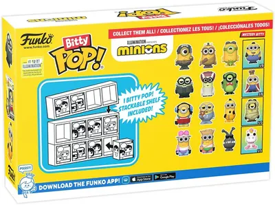 Set 4 figurine - Pop! Minions: Eye Matie, Cro-Minion, Au Naturel, & Mystery Chase Figure