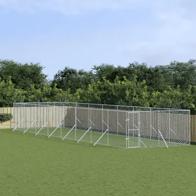Gossi padoc de exterior pentru caini argintiu 4x16x2m otel galvanizat
