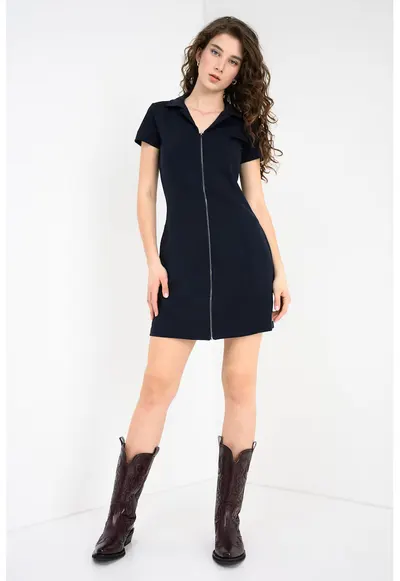 Rochie cu fermoar Soft Sculpt - Bleumarin