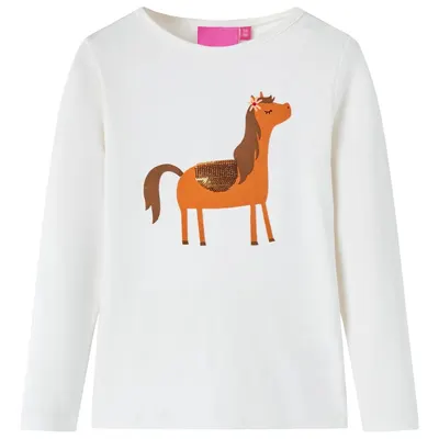 Tricou pentru copii cu mâneci lungi, ecru, 104