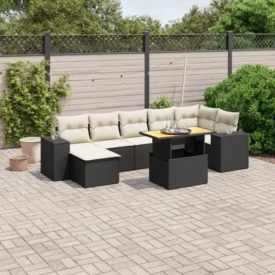 Gossi set mobilier de gradina cu perne, 8 piese, negru, poliratan