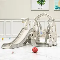 Spatiu de joaca pentru copii 3in1 Nichiduta Garden Happy Turtle Arcada Beige interiorexterior cu tobogan, Leagan cu bara de protectie detasabila, jucarie muzicala, cos de baschet si minge inclusa