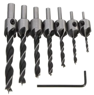 Set 7 Burghie pentru lemn LASERLINE cu Zencuitor/Limitare profunzime