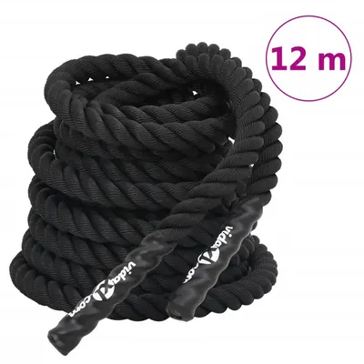 vidaXL Frânghie de luptă neagră, 12 m, 9 kg, poliester