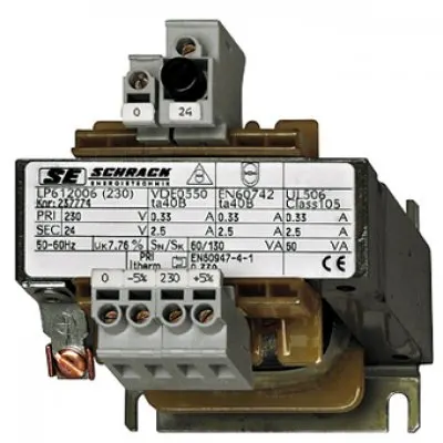 Transformator de comanda monofazat, 230V/12V, 160 VA, IP00 Schrack LP601016T