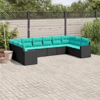 Gossi set canapele de gradina cu perne, 10 piese, negru, poliratan