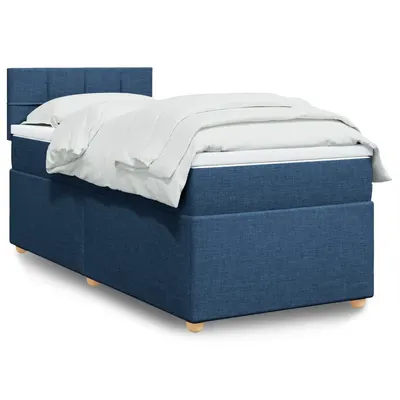 Gossi pat box spring cu saltea, albastru, 90x200 cm, textil
