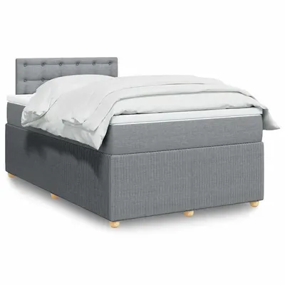 Gossi pat box spring cu saltea, gri deschis, 120x190 cm, textil