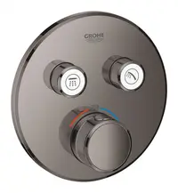 Baterie dus Grohe Grohtherm Smartcontrol 29119A00, 2 iesiri, termostat, push&turn, masca metalica, filtru impuritati, necesita set fixare, lucios, Hard Graphite