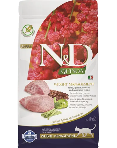 FARMINA N&amp;D Quinoa Cat Weight Management cu miel și broccoli 1.5 kg
