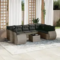 Gossi set mobilier de gradina cu perne, 10 piese, gri, poliratan
